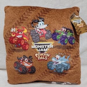 Monster Jam Truckin Pals decor Pillow NWT